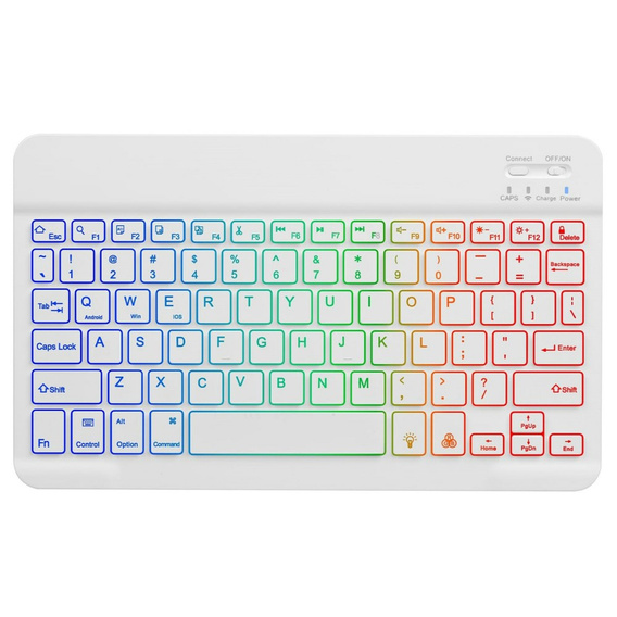 Bluetooth wireless keyboard with color backlight, white