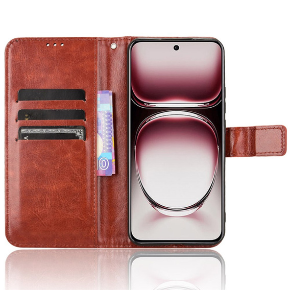 Flip case for Oppo Reno 12, Crazy Horse Wallet, brown
