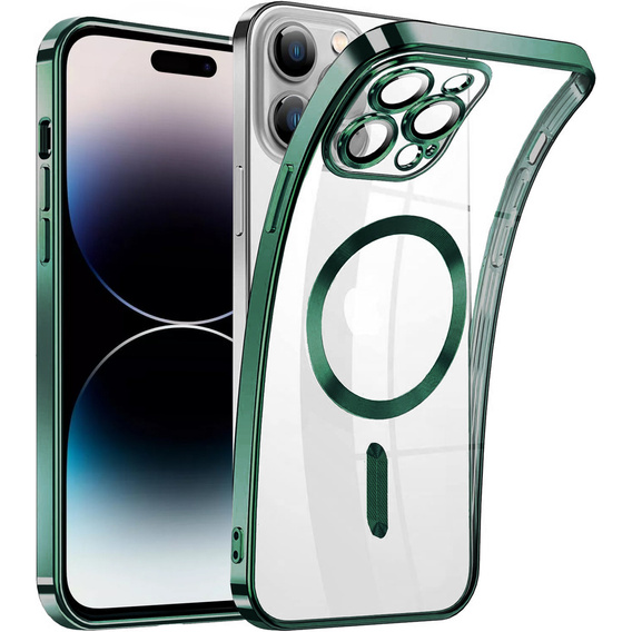 Case for iPhone 14 Pro, Electro MagSafe, green + Screen Glass