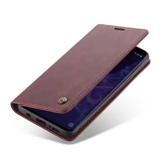 CASEME case for Samsung Galaxy S9 Plus, Leather Wallet Case, maroon