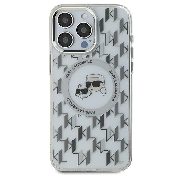Karl Lagerfeld IML Monogram Karl & Choupette Head MagSafe Case for iPhone 16 Pro