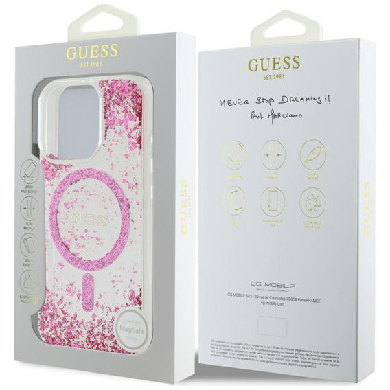 GUESS Resin Bottom Glitter MagSafe Case for iPhone 16 Pro Max