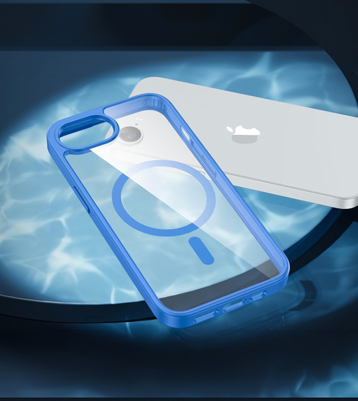 Magnetic Case for iPhone 16E, MagSafe, blue + 9H tempered glass