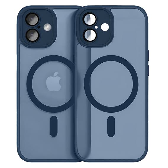 Case for iPhone 16 Plus, for MagSafe, ERBORD Matt Case, dark blue + Screen Glass