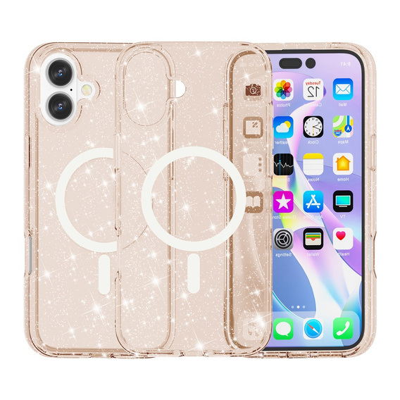 Case for iPhone 17, for MagSafe, glitter, translucent gold