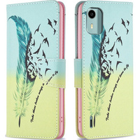 Flip case for Nokia C12 4G, Wallet, feather, blue