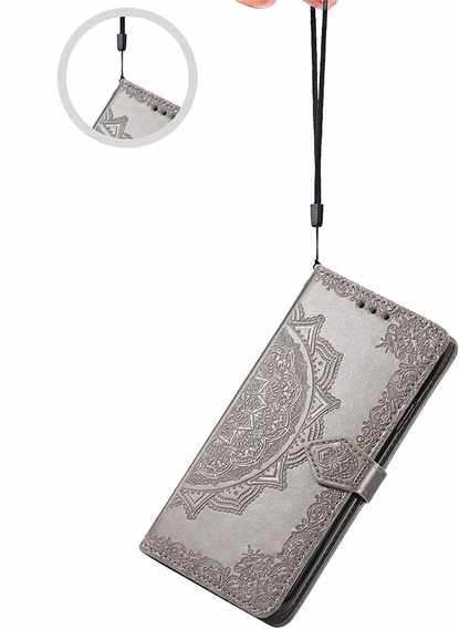 Flip case for Motorola Edge 50 Fusion 5G, Mandala, grey