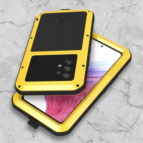 Love Mei Case for Samsung Galaxy A53 5G, armored with glass, yellow