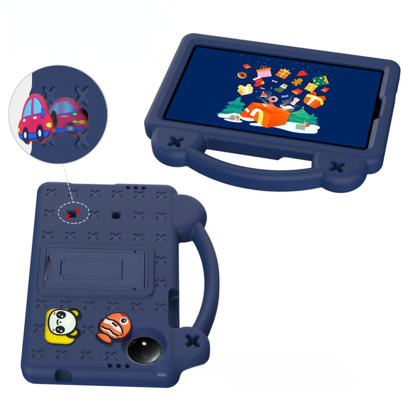Children's case for Xiaomi Redmi Pad SE 8.7", Cute Patterns, with stand, dark blue