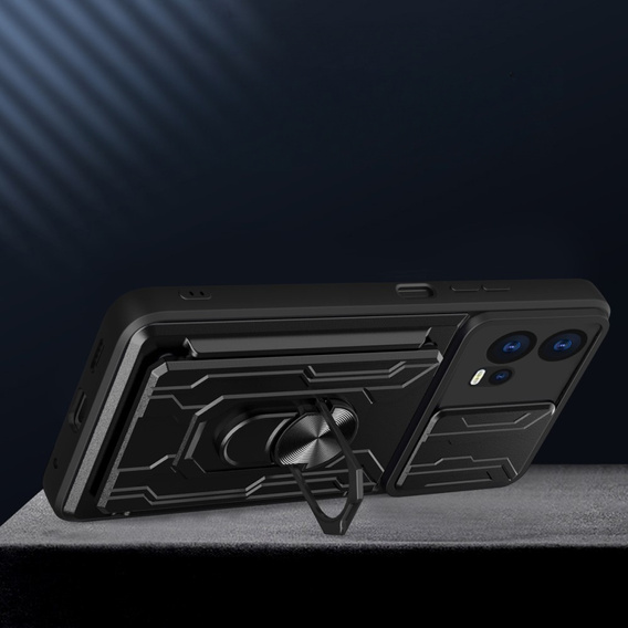 Armored case for Motorola Edge 30 Fusion 5G, Camera Slide Card Slot, black