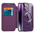 Flip case for iPhone 14 Pro Max, RFID Wallet MagSafe CamShield, purple