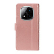 Flip case for Xiaomi Redmi Note 14 Pro 5G / Xiaomi Redmi Note 14 Pro+ 5G / Xiaomi Poco X7 5G, Rhombus Crossbody Leather, pink rose gold