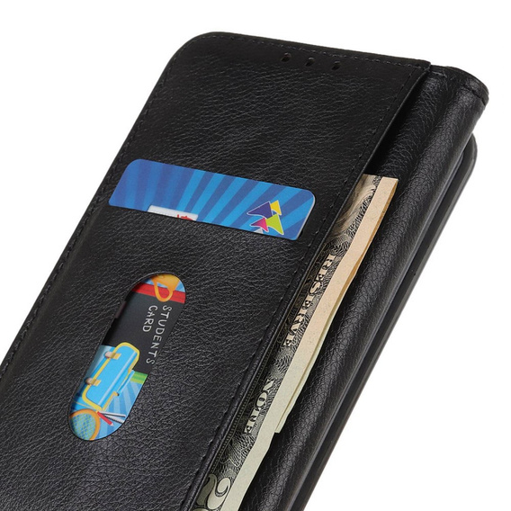 Case for Samsung Galaxy M34, Wallet Litchi Leather, black