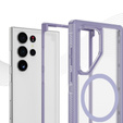 Case with frame for Samsung Galaxy S24 Ultra, for MagSafe, transparent / purple