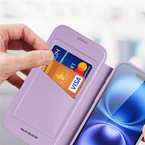 Dux Ducis case for iPhone 17, Skin X Pro, with flap, for MagSafe, purple