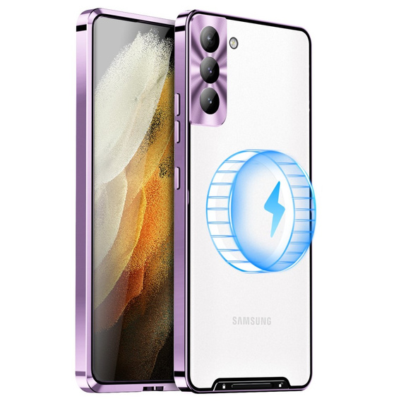 Camera Protection Case for Samsung Galaxy S21 FE 5G, CamShield MagSafe, transparent / purple