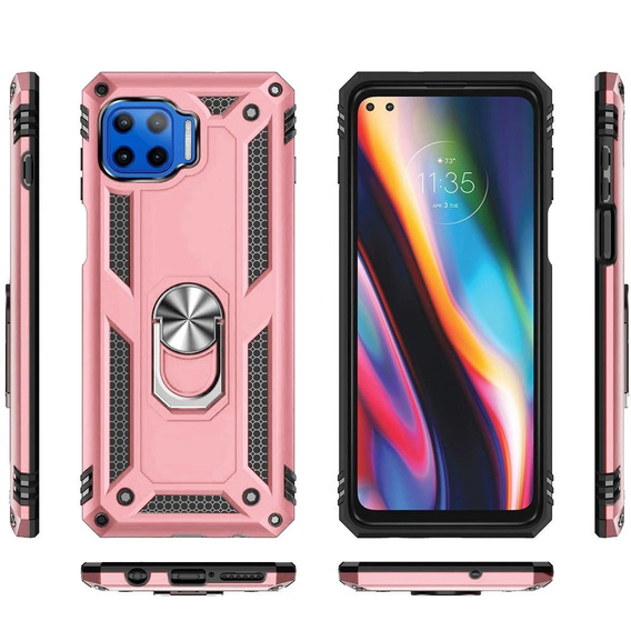 Armor Case for Motorola Moto G 5G Plus, Nox Case Ring, pink rose gold