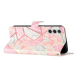 Flip case for Samsung Galaxy A25 5G, Wallet Marble, pink + 9H glass