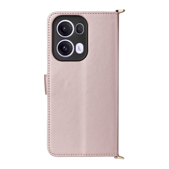Crossbody Leather Wallet flip case for Oppo Reno 13 Pro 5G, pink