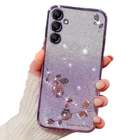 Case for Samsung Galaxy A55 5G, Glitter Flower, pink rose gold