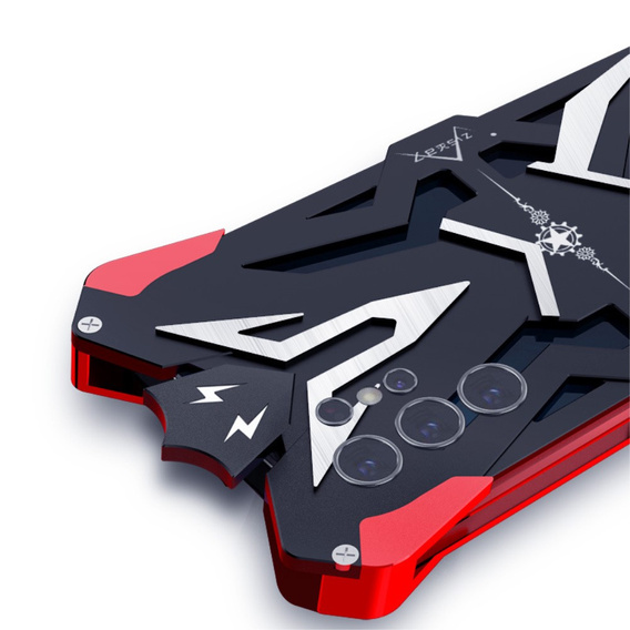 Armored case for Samsung Galaxy S22 Ultra 5G, Aluminum Alloy, black / red