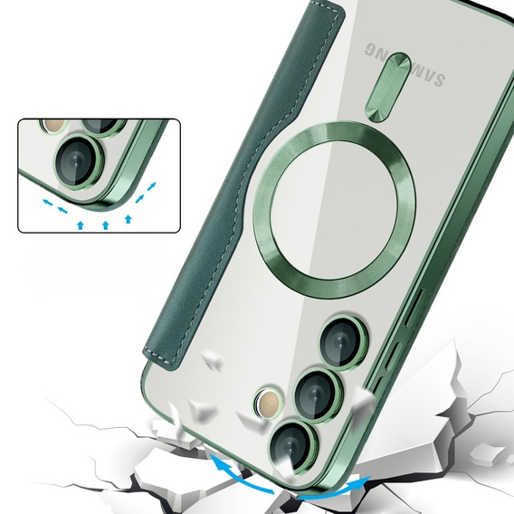 Flip case for Samsung Galaxy S24 FE, RFID Wallet MagSafe CamShield, green