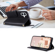 Flip case for iPhone 16 Plus, Rhombus Crossbody Leather, black