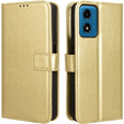 Flip case for Motorola Moto E14, Crazy Horse Wallet, gold