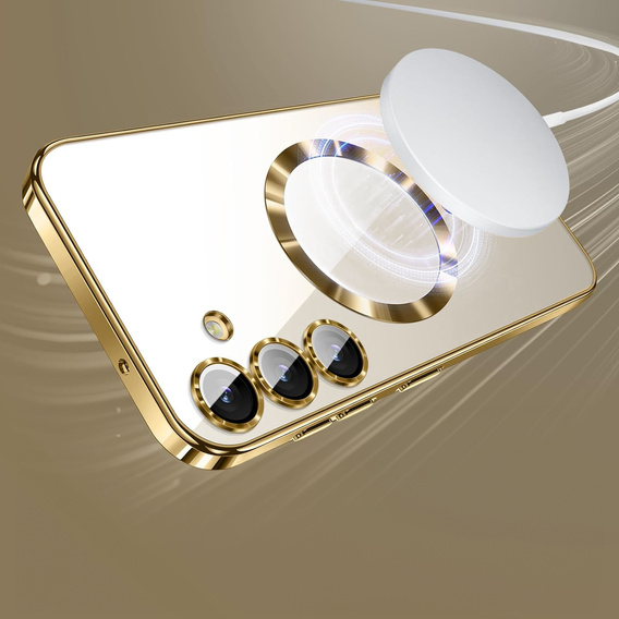 Case for Samsung Galaxy S25+ Plus, Electro MagSafe, gold + Screen Glass