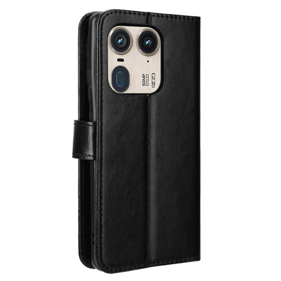 Flip case for Motorola Edge 50 Ultra, Crazy Horse Wallet, black