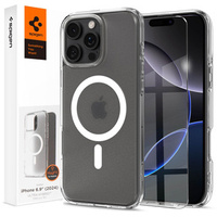 Spigen MagSafe Case for iPhone 16 Pro Max, Ultra Hybrid, transparent / white + 9H Tempered Glass