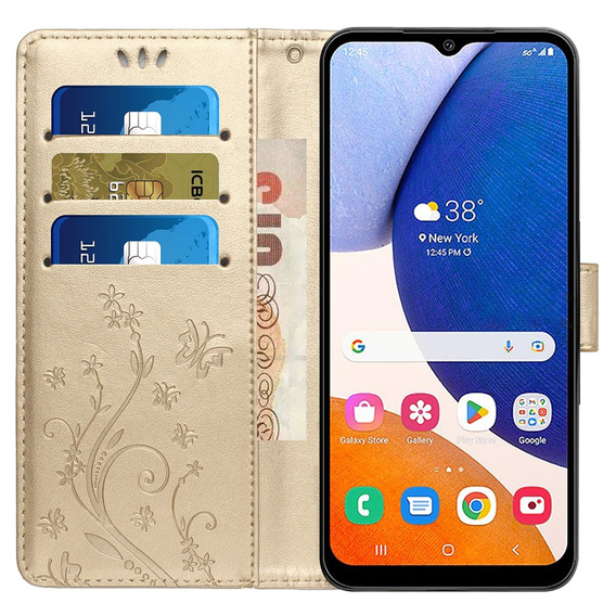 Flip case for Samsung Galaxy S23 FE, Butterfly, gold