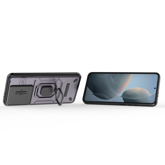 Case for Xiaomi Poco F6 Pro, KickStand Camera Lens, purple