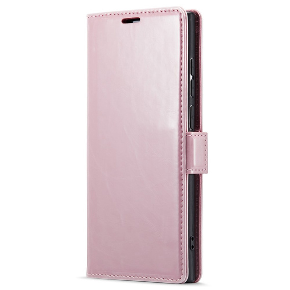 Flip case for Samsung Galaxy S23 Ultra, ERBORD Waxy Wallet, pink