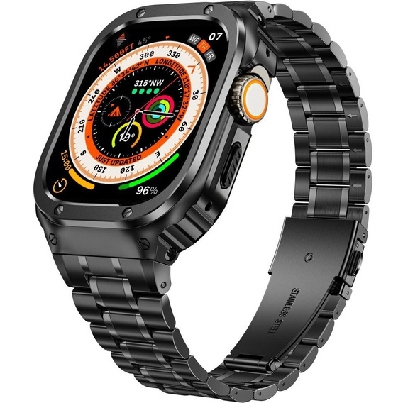 Steel Bracelet with Case for Apple Watch 7/8/9 45MM, Black