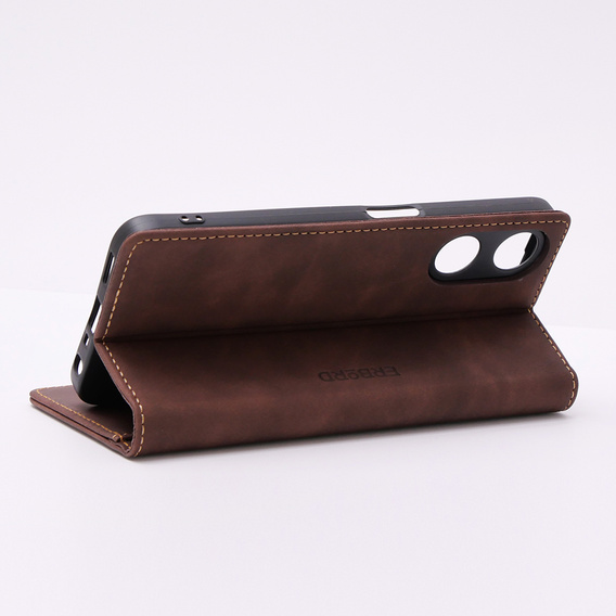 Case for Oppo A78 5G, ERBORD Vintage, wallet with flap, coffee