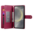 Flip case for Samsung Galaxy S25, Wallet Zipper Pocket, red
