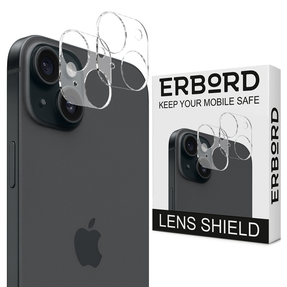 2x ERBORD tempered glass for camera to iPhone 15 / 15 Plus