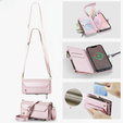 Case CASEME for iPhone16E, RFID Leather Wallet, with shoulder strap, pink