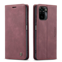 CASEME case for Xiaomi Redmi Note 10 / 10S, Leather Wallet Case, maroon
