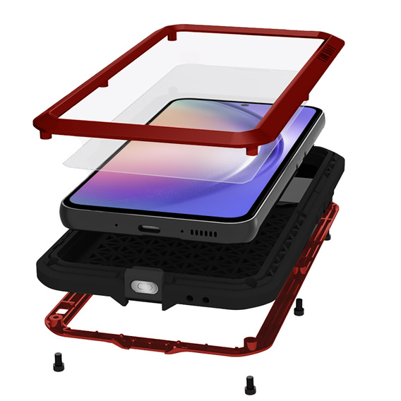 Love Mei Case for Samsung Galaxy A54 5G, armored with glass, red