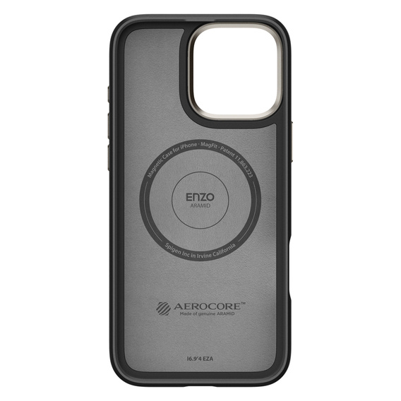 Spigen Case for iPhone 16 Pro Max, Enzo Aramid MagSafe, carbon black + 9H Tempered Glass