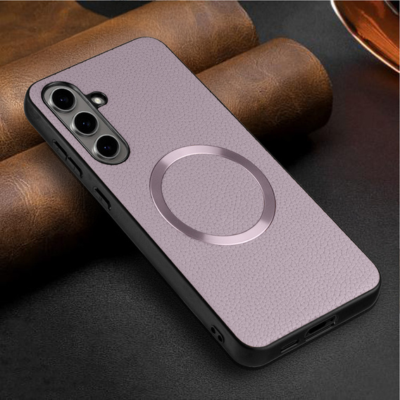 Case for Samsung Galaxy S24 FE, Leather Hybrid MagSafe, purple
