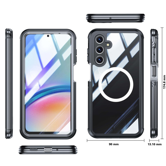 Case for Samsung Galaxy A16, Shockproof, with glass, for MagSafe, black