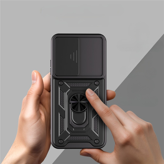 Armoured case for Oppo Reno 14, with camera protection, with stand, black
