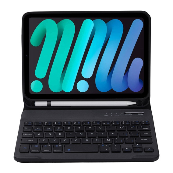 Case with bluetooth keyboard for iPad mini 8.3" 2021 (6 gen.) / iPad mini 8.3" 2024 (7 gen.), black