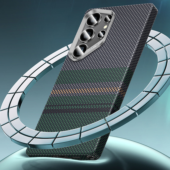 BENKS Kevlar Case for Samsung Galaxy S25 Ultra, for MagSafe, Carbon Fiber, black