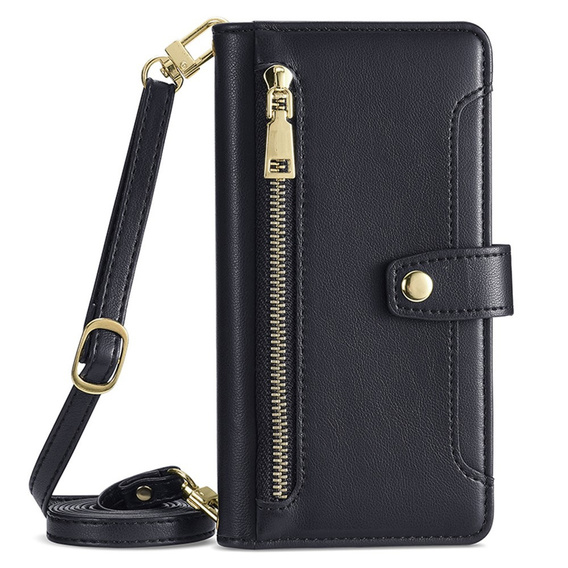 Flip case for Oppo Reno 13, Wallet Zipper Pocket, black