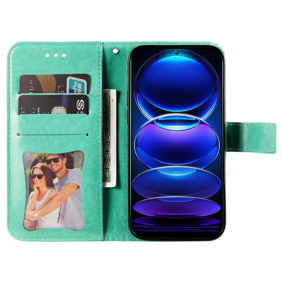 Flip case for Xiaomi Redmi Note 12 5G / POCO X5 5G, Mandala Flower, green