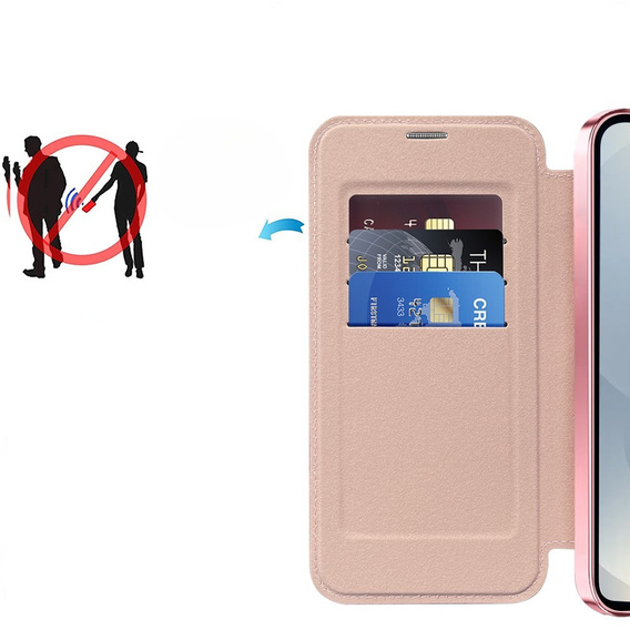 Flip case for Samsung Galaxy S25, RFID Wallet MagSafe CamShield, pink